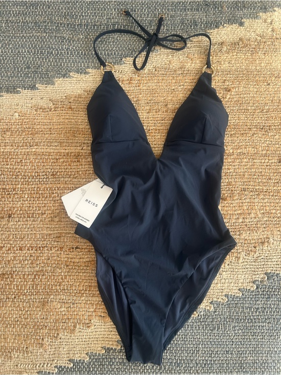 Reiss Other - Reiss Deep Navy V-Neck Halter One-Piece Swimsuit